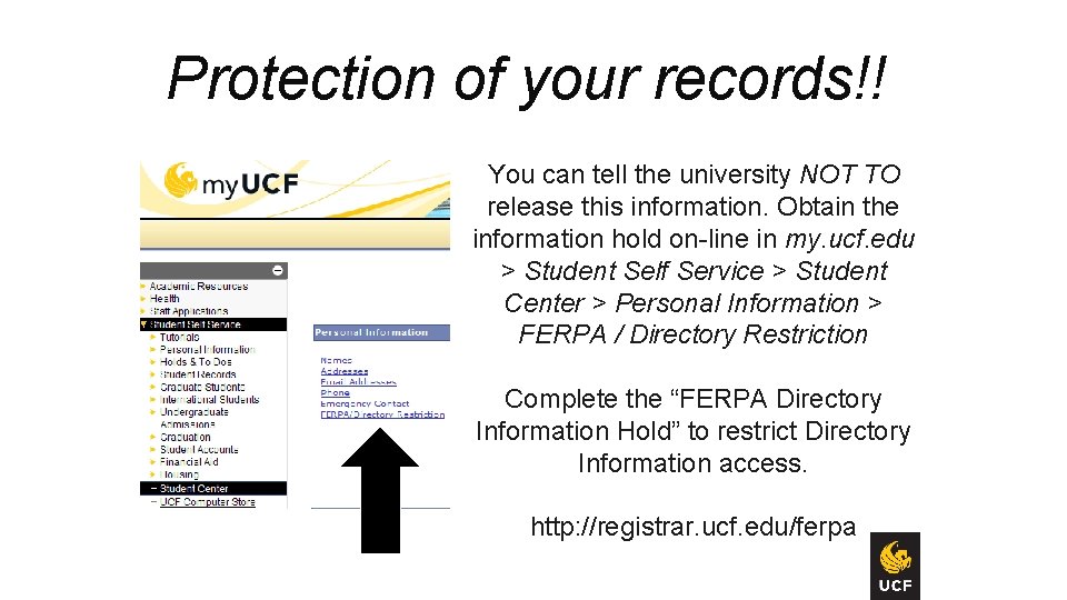 Protection of your records!! You can tell the university NOT TO release this information.