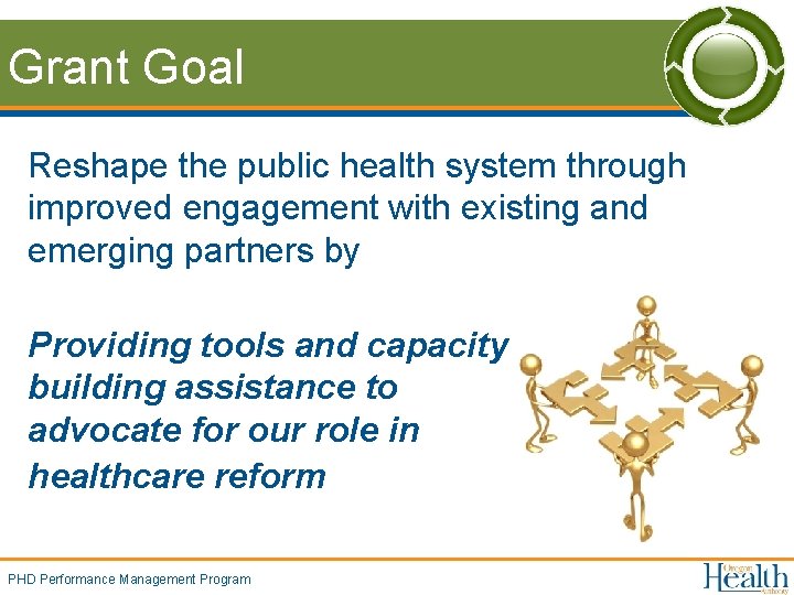 Grant Goal Reshape the public health system through improved engagement with existing and emerging