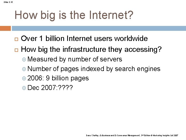 Slide 3. 15 How big is the Internet? Over 1 billion Internet users worldwide