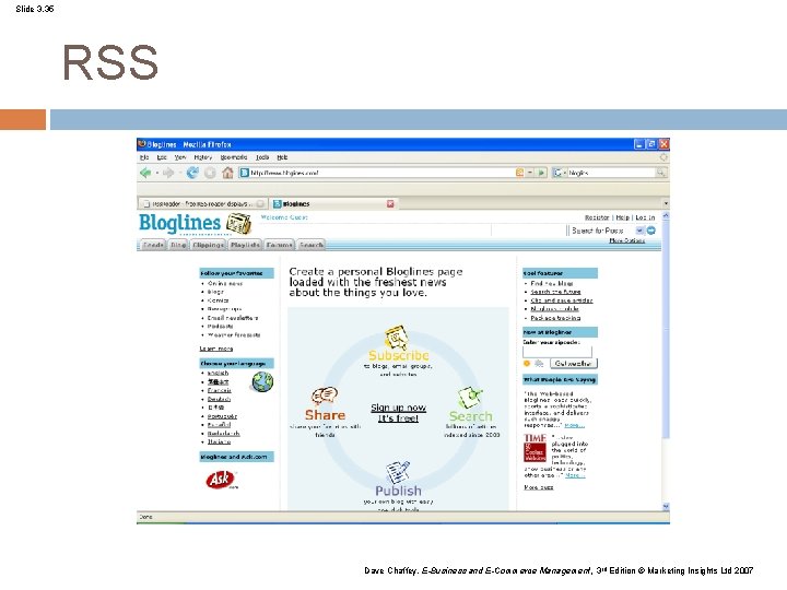 Slide 3. 35 RSS Dave Chaffey, E-Business and E-Commerce Management, 3 rd Edition ©