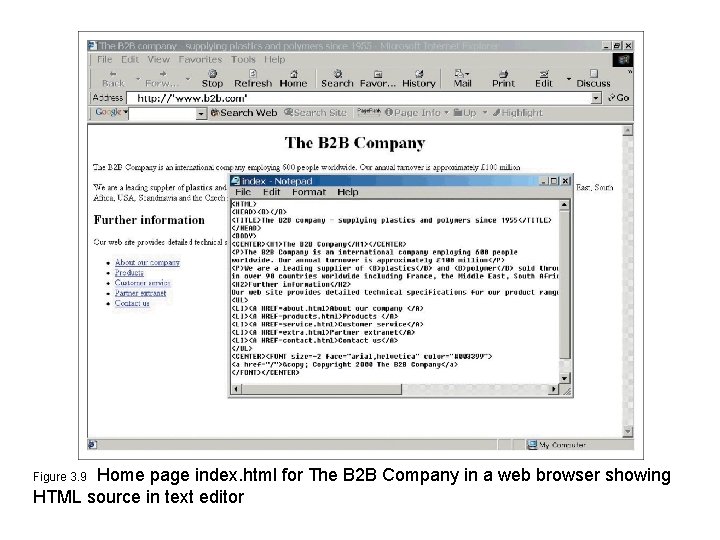 Home page index. html for The B 2 B Company in a web browser