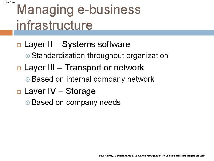 Slide 3. 46 Managing e-business infrastructure Layer II – Systems software Standardization Layer III