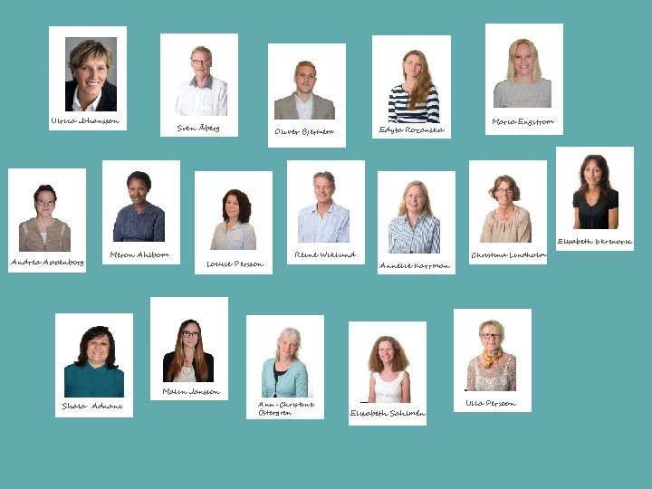 Ulrica Johansson Sven Åberg Edyta Rozanska Oliver Bjerhem Maria Engström Elisabeth Iskrenovic Andrea Appenborg