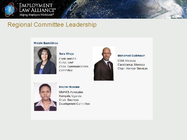 Regional Committee Leadership 