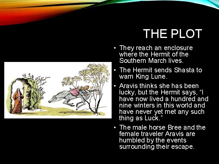 THE PLOT • They reach an enclosure where the Hermit of the Southern March