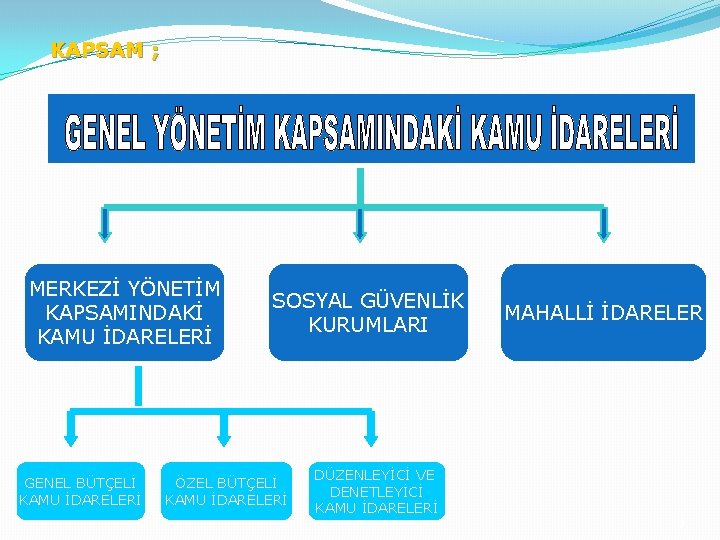 KAPSAM ; MERKEZİ YÖNETİM KAPSAMINDAKİ KAMU İDARELERİ GENEL BÜTÇELİ KAMU İDARELERİ SOSYAL GÜVENLİK KURUMLARI