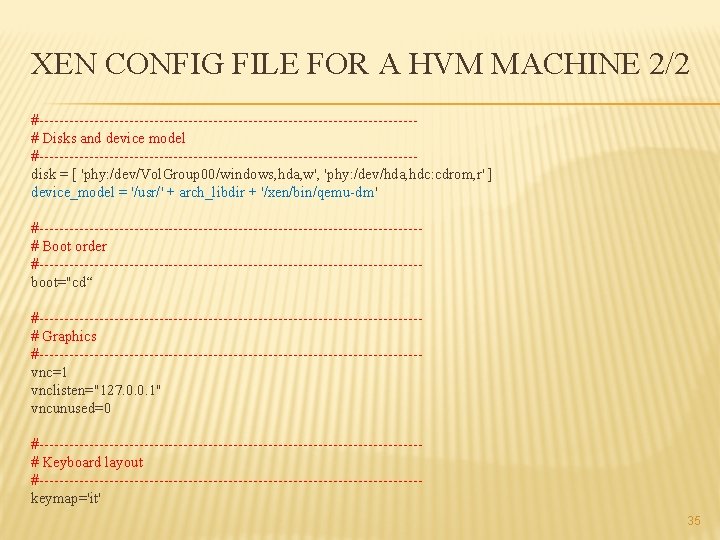 XEN CONFIG FILE FOR A HVM MACHINE 2/2 #--------------------------------------# Disks and device model #--------------------------------------disk