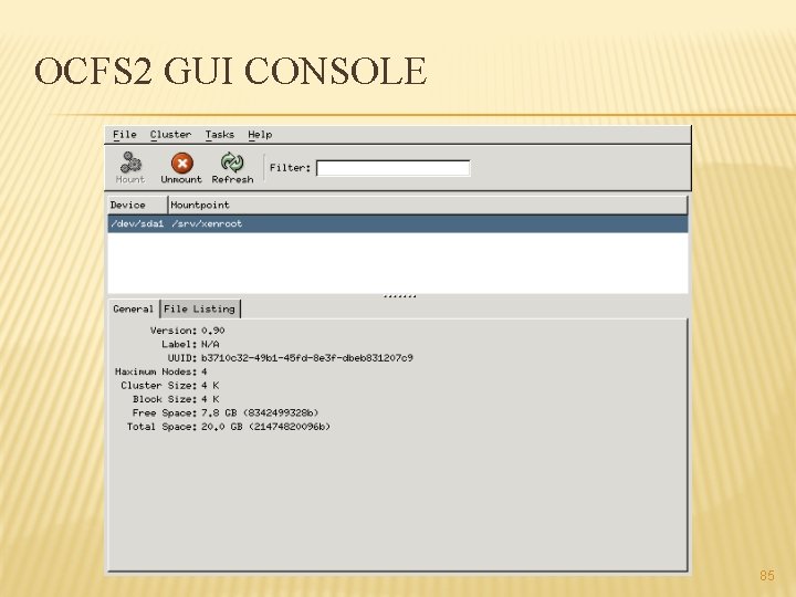 OCFS 2 GUI CONSOLE 85 