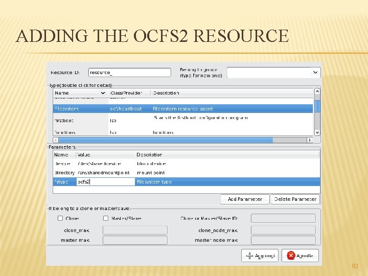 ADDING THE OCFS 2 RESOURCE 93 