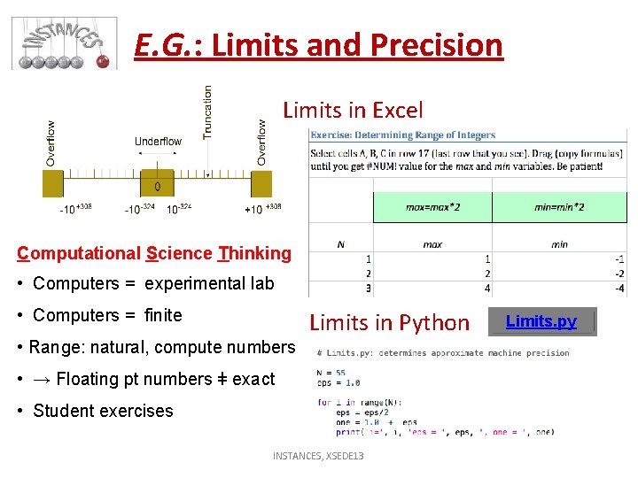E. G. : Limits and Precision Limits in Excel Computational Science Thinking • Computers
