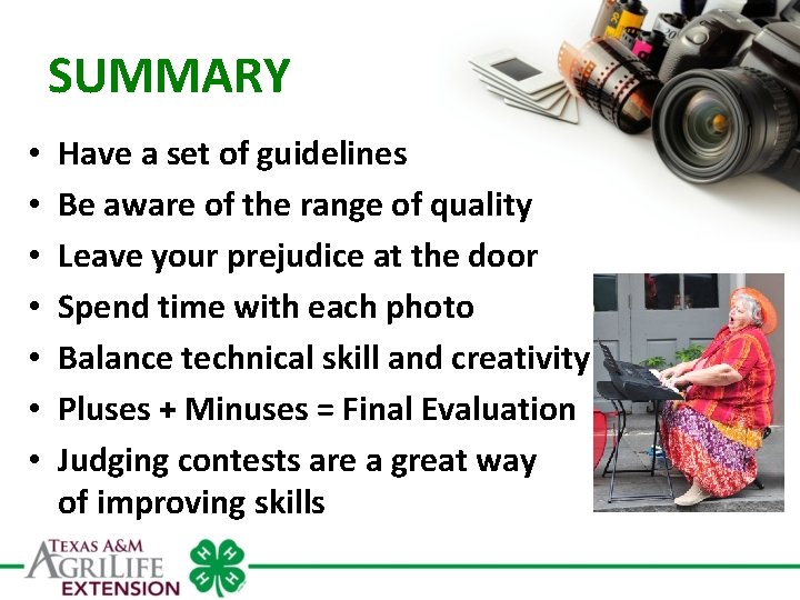 SUMMARY • • Have a set of guidelines Be aware of the range of