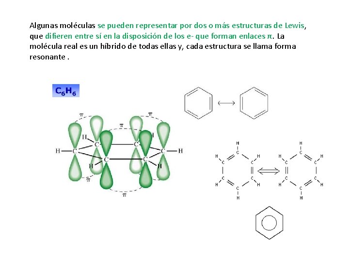 Algunas moléculas se pueden representar por dos o más estructuras de Lewis, que difieren