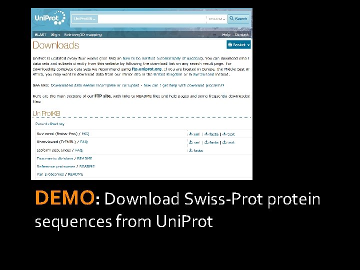 DEMO: Download Swiss-Prot protein sequences from Uni. Prot 