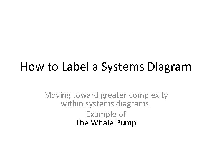 How to Label a Systems Diagram Moving toward greater complexity within systems diagrams. Example