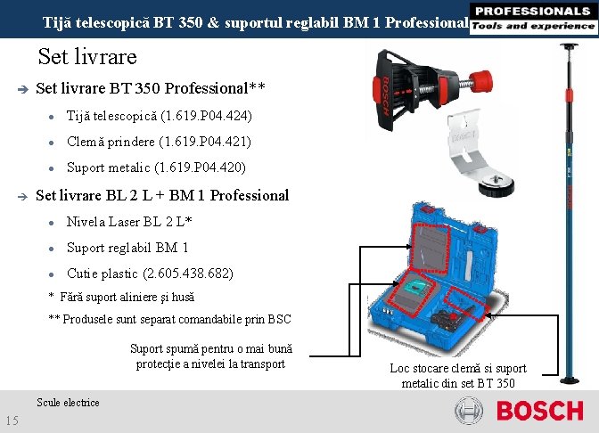 Tijă telescopică BT 350 & suportul reglabil BM 1 Professional Set livrare è è