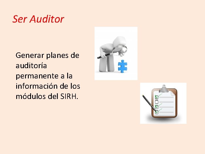 Ser Auditor Generar planes de auditoría permanente a la información de los módulos del