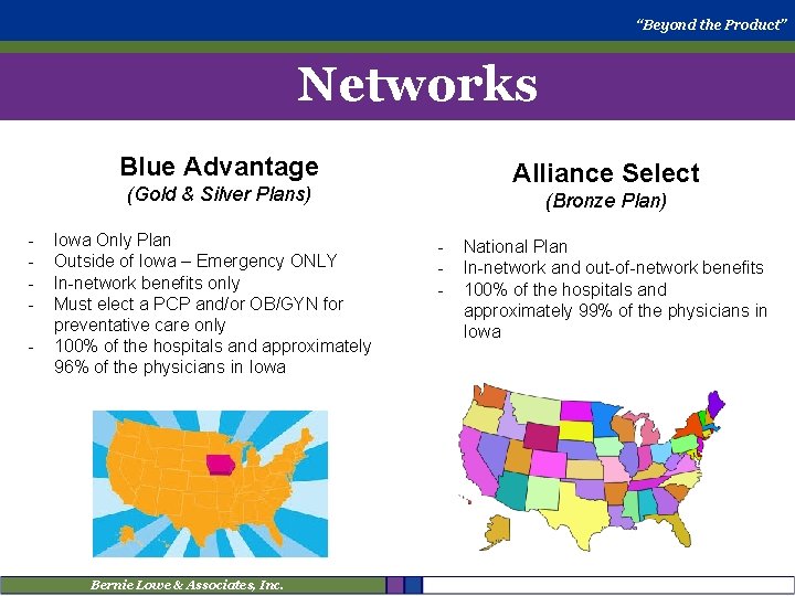“Beyond the Product” Networks Blue Advantage Alliance Select (Gold & Silver Plans) - Iowa