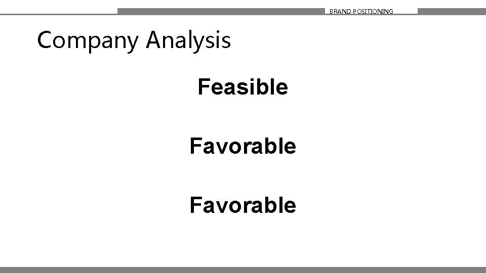 BRAND POSITIONING Company Analysis Feasible Favorable 