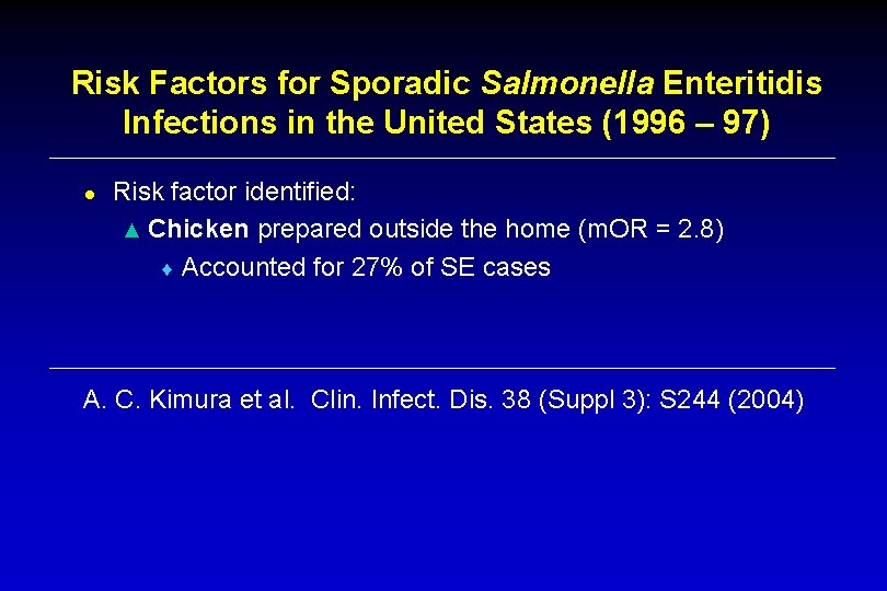 Risk Factors for Sporadic Salmonella Enteritidis Infections in the United States (1996 – 97)