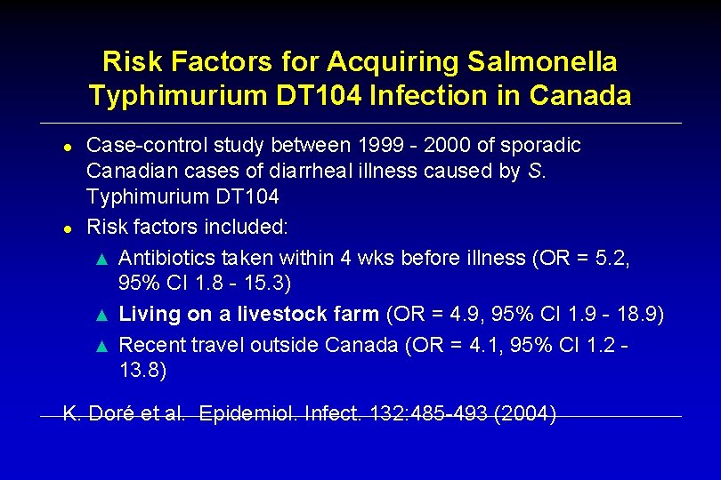 Risk Factors for Acquiring Salmonella Typhimurium DT 104 Infection in Canada ● ● Case-control