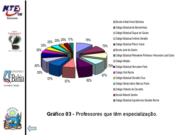 Gráfico 03 - Professores que têm especialização. 