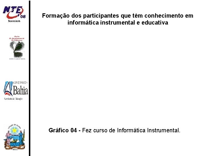 Formação dos participantes que têm conhecimento em informática instrumental e educativa Gráfico 04 -