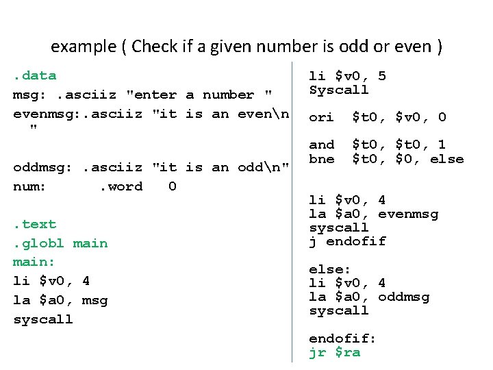 example ( Check if a given number is odd or even ). data msg: