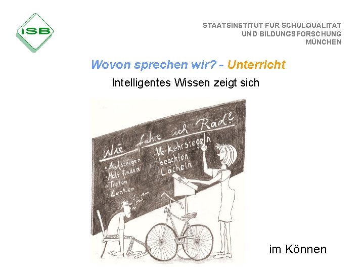 STAATSINSTITUT FÜR SCHULQUALITÄT UND BILDUNGSFORSCHUNG MÜNCHEN Wovon sprechen wir? - Unterricht Intelligentes Wissen zeigt