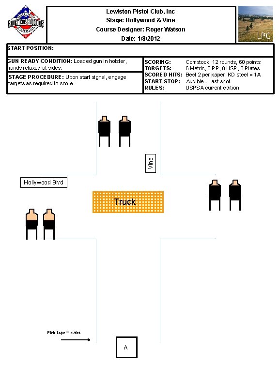 Lewiston Pistol Club, Inc Stage: Hollywood & Vine Course Designer: Roger Watson Date: 1/8/2012