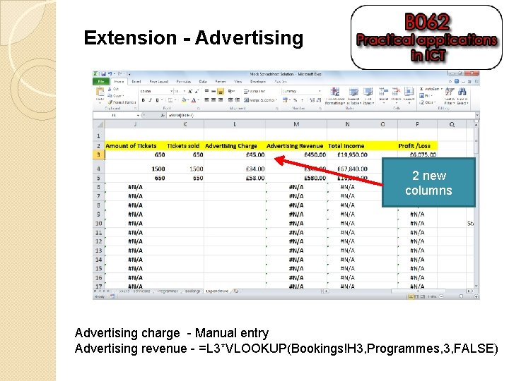 Extension - Advertising 2 new columns Advertising charge - Manual entry Advertising revenue -