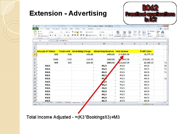 Extension - Advertising Total Income Adjusted - =(K 3*Bookings!I 3)+M 3 