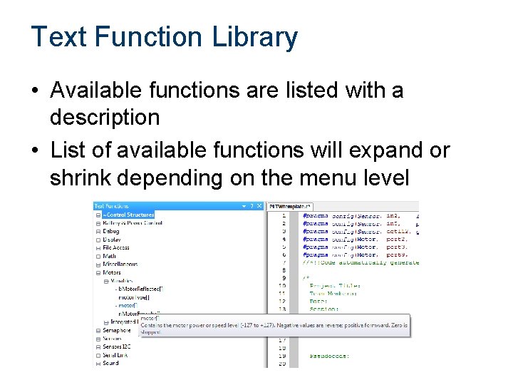 Text Function Library • Available functions are listed with a description • List of Text Function Library • Available functions are listed with a description • List of