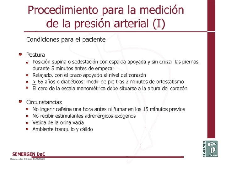 Procedimiento para la medición de la presión arterial (I) 