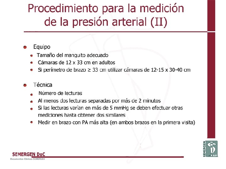 Procedimiento para la medición de la presión arterial (II) 