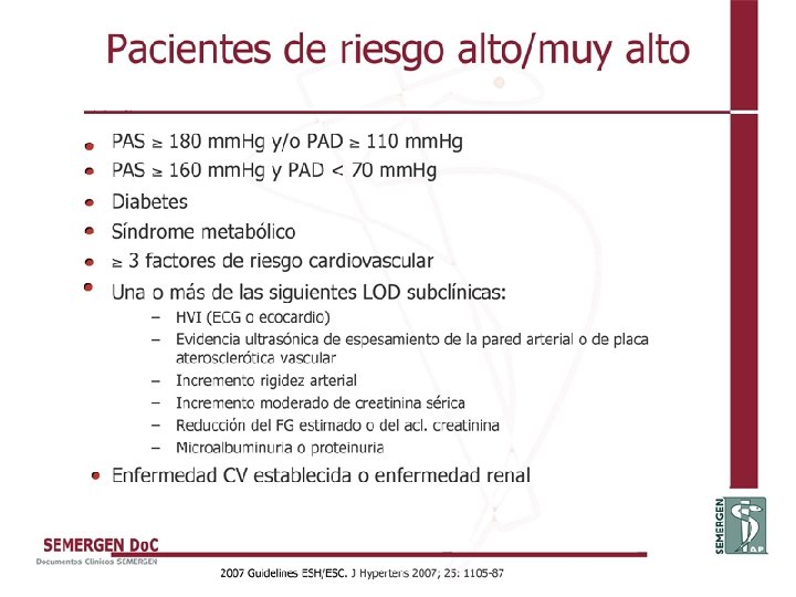 Pacientes de riesgo alto/muy alto 