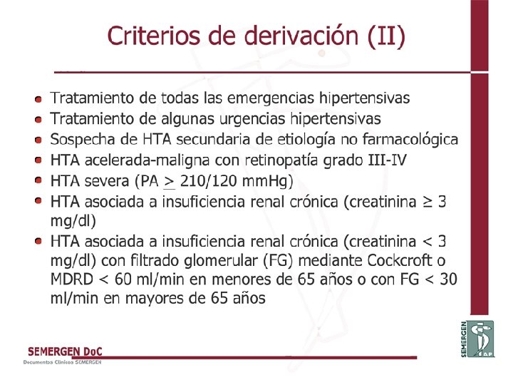 Criterios de derivación (II) 