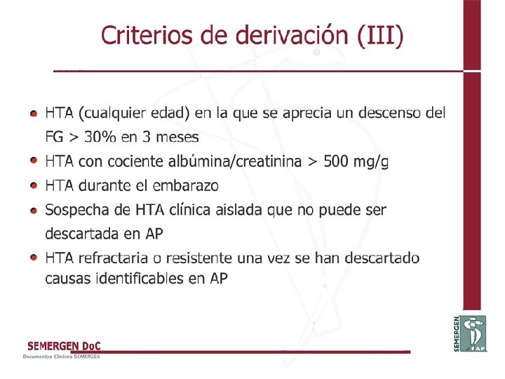 Criterios de derivación (III) 