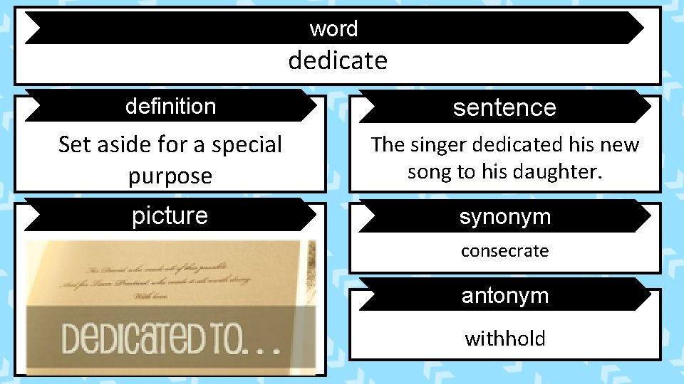 word dedicate definition sentence Set aside for a special purpose The singer dedicated his