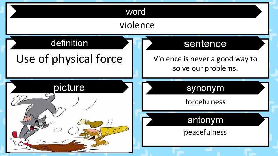 word violence definition sentence Use of physical force Violence is never a good way