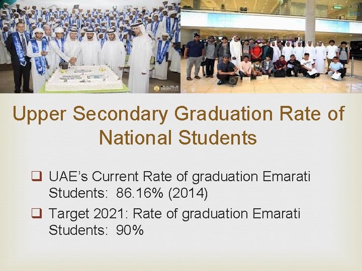 Upper Secondary Graduation Rate of National Students q UAE’s Current Rate of graduation Emarati