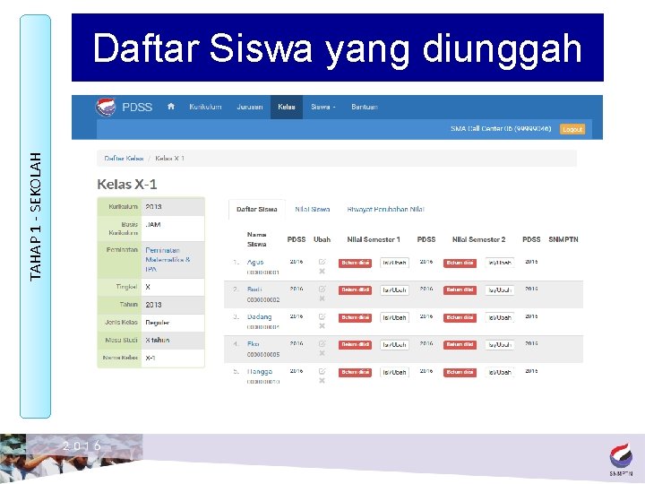 TAHAP 1 - SEKOLAH Daftar Siswa yang diunggah 