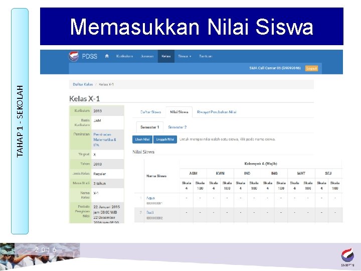 TAHAP 1 - SEKOLAH Memasukkan Nilai Siswa 