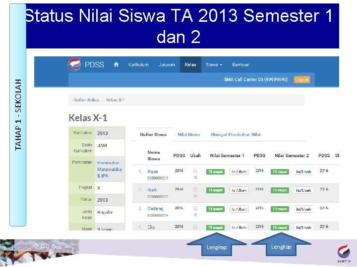 TAHAP 1 - SEKOLAH Status Nilai Siswa TA 2013 Semester 1 dan 2 Lengkap