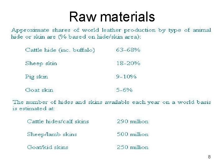 Raw materials 8 