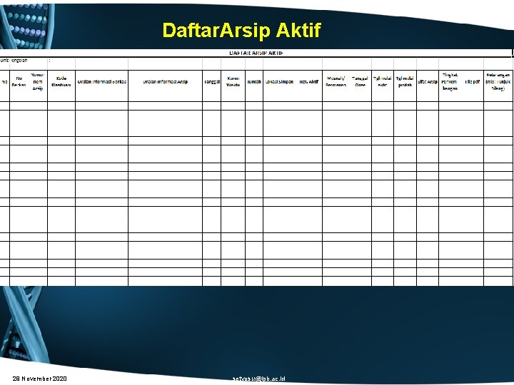 Daftar. Arsip Aktif 29 November 2020 setyosu@ipb. ac. id 