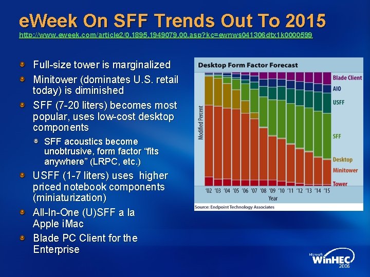 e. Week On SFF Trends Out To 2015 http: //www. eweek. com/article 2/0, 1895,