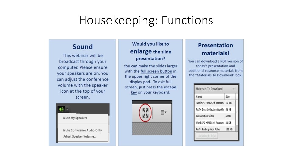 Housekeeping: Functions 