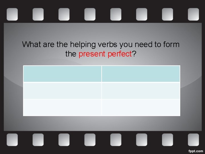 What are the helping verbs you need to form the present perfect? 