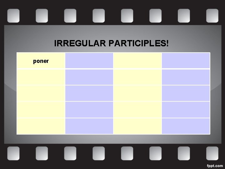 IRREGULAR PARTICIPLES! poner 