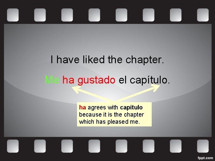 I have liked the chapter. Me ha gustado el capítulo. ha agrees with capítulo